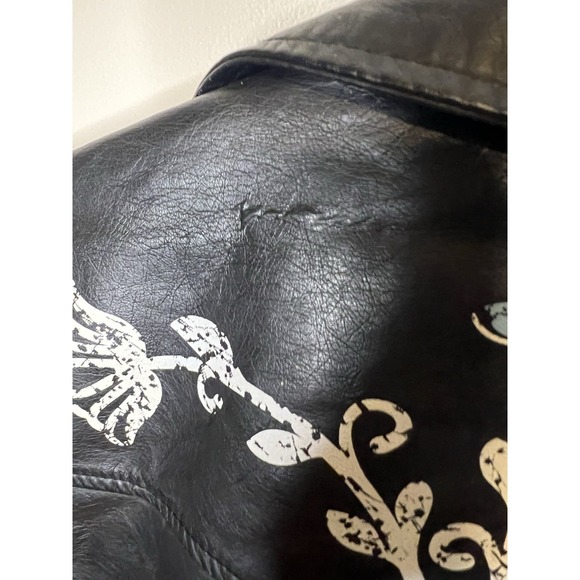 Urban Retro Faux Leather Floral Moto Jacket Women's Medium - Picture 4 of 10